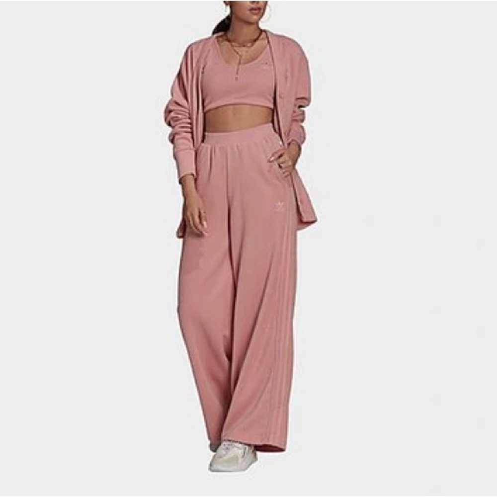 ADIDAS ORIGINALS COORD SOFT LOOSE CARDIGAN & PANTS WONDER MAUVE WINTER EASE S